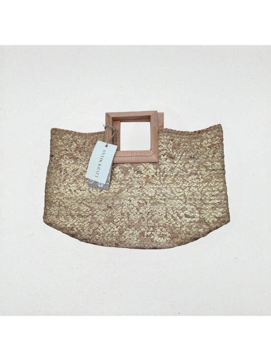 Antik Kraft Handbags - Antik Kraft Jute Tote Bag with Wooden Handles